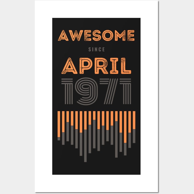 Awesome Since April 1971, 50 years old, 50th Birthday Gift Wall Art by LifeSimpliCity